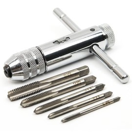 CYH T-Handle Ratchet Tap Adjustable Tap Threading Wrench Set M3-M8 Metric Metal Hand Thread Taps for Tap and Die Sets
