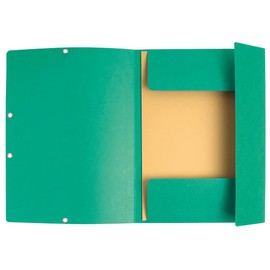 Exacompta 55303E Portfolio Folder Made of Extra Strong Colorspan Cardboard DIN A4 with 3 Flaps and Elastic Bands Green Document Folder Ideal for Office and School