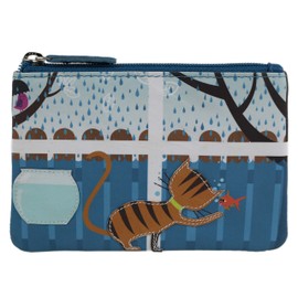 Mens Ladies Leather Ginger Tabby Cat Coin Purse by Mala Zipped Handy