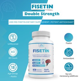 Logic Nutra Fisetin Double Strength - Fisetin Supplements 200 mg - Non-GMO, Vegan, & Gluten Free - 60 Capsules - Potent Antioxidant Supplement for Wellness Support