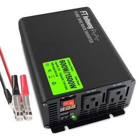 600W Pure Sine Wave Inverter, Car Power Inverter 12V to 110V Converter with Smart LED Display and Dual AC Socket 5V 3.4A USB for Vehicles RV Home Camping