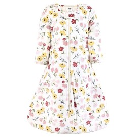 Hudson Baby Infant Girl Long Sleeve Plush Faux Fur Sleeping Bag, Wearable Blanket, Soft Painted Floral, 6-12 Months