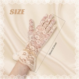 inSowni 4 Pairs Short Floral Lace Wedding Gloves White Black Red Champagne Opera Evening Tea Party Cosplay Costume Prom Gloves Accessories for Brides Girls Women