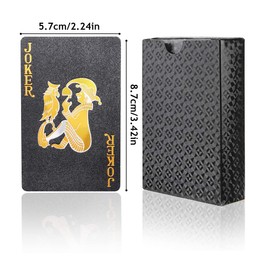 Premium Black Playing Cards, Waterproof Plastic Standard Playing Cards, Cool Black Playing Cards Gold Foil Waterproof Deck of Cards, Professional Poker Cards for Party and Game