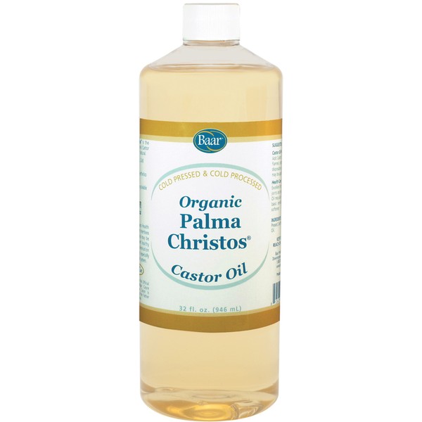 Organic Castor Oil - 32 Oz. - Cold Pressed! Hexane Free! Castor Oil for Hair, Eyelashes, Eyebrows, Skin, Eliminations, and Many More! - Exclusive Palma Christos® Brand by Baar