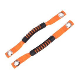 REPAIROCK 2 Pcs Roll Bar Grab Handles for Jeep Wrangler 07-17 for Ford Bronco 21-22 Pickup Grab Handles Grips Roof Rope Handle with Hole Oxford Cloth ABS Orange