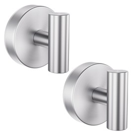 Aikzik Suction Hooks for Shower, Bathroom, Kitchen, Glass Door – Towel, Loofah, Coat, Bath Robe Hook Holder for Hanging up to 15 lbs Removable Wall Hooks Waterproof & Rustproof – Silver (2-Pack)