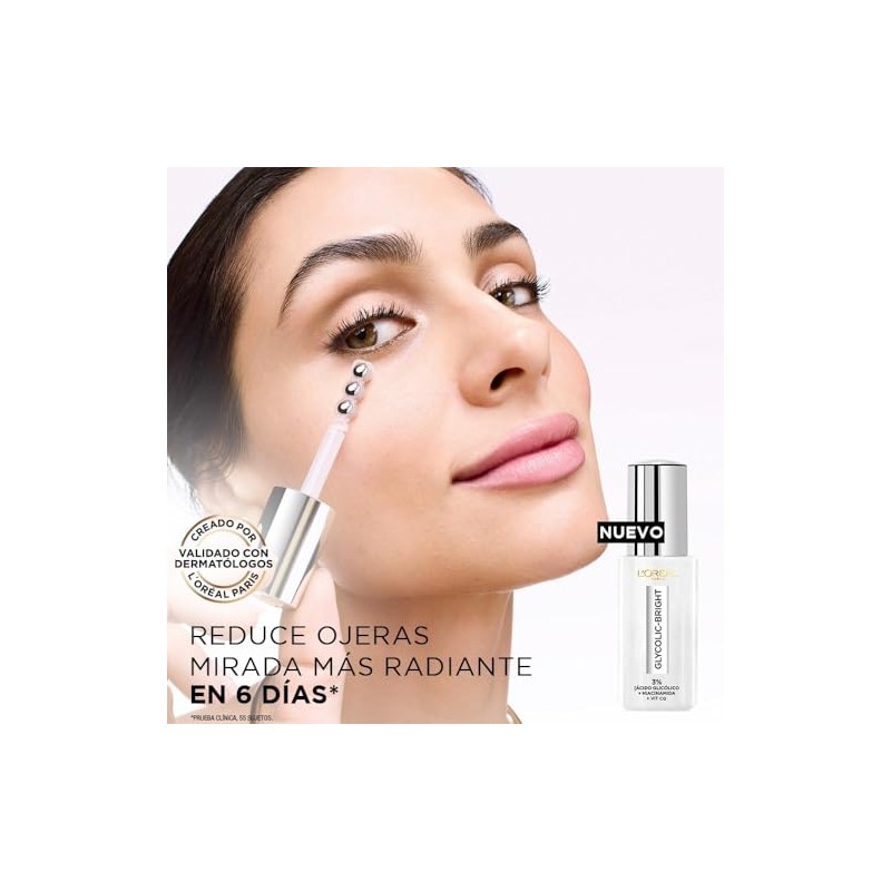 L'Oreal Paris Glycolic Bright Sérum de Ojos Anti Manchas, Ácido