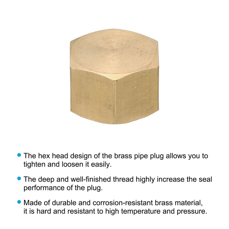 PATIKIL G1/4'' Female Thread Brass Hex Pipe Plug, Set of