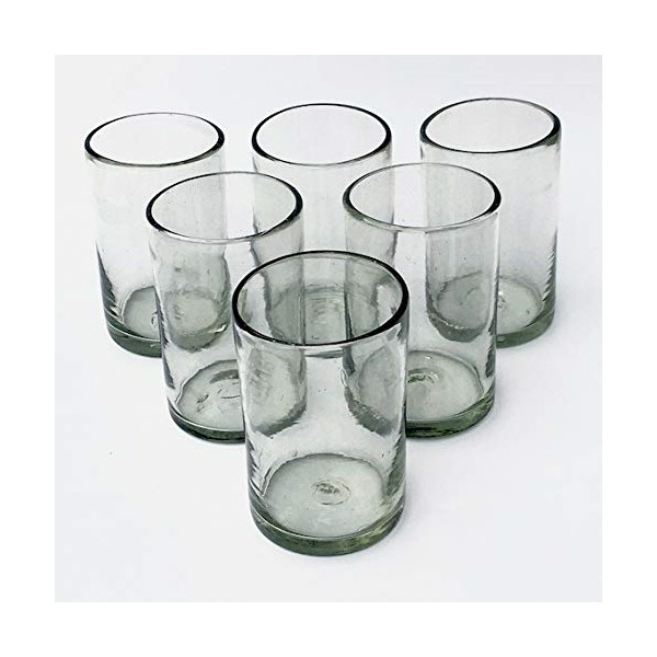 Mexican Blown Glass Drinking Glasses Clear Set of 6