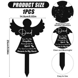 Embhlitfe Memorial Grave Stake Markers Acrylic Grave Markers for Cemetery Grave Decorations for Cemetery Grave Memorial Gift Black Angel Cross Memorial Stake for Yard Outdoor Decoration (Dad)