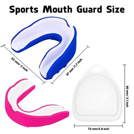 2 Pack Sports Mouth Guard for Kids and Youth - Mouth Protection Athletic Mouthguard with Case (BPA Free) for Boxing Football Hockey Karate Rugby for Boys Girls Sports Supplies (Black&Red)
