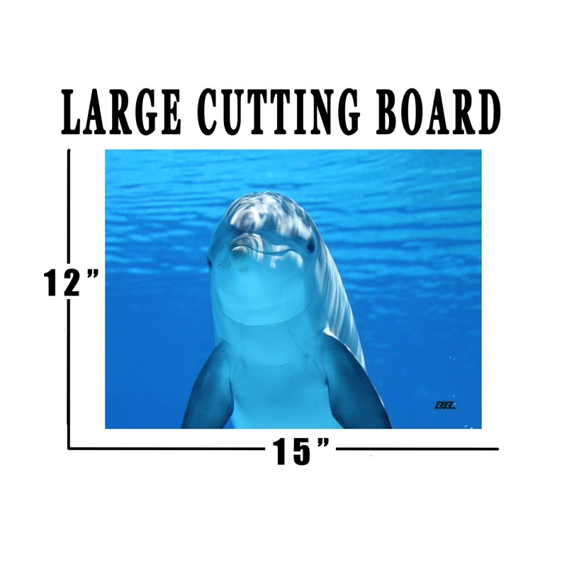 Rogue River Tactical Blue Dolphin Kitchen Glass Cutting Board Decorative
