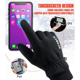 JTSONN Men's Winter Touchscreen Winter Gloves Women's Thermal Cycling Gloves Warm Running Gloves Non-Slip Shake Fleece Gloves Ski Gloves Cycling Gloves (Black)