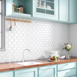 Yoillione Peel and Stick Backsplash for Kitchen: Self Adhesive Wall Tiles for Bathroom - Vinyl White Thick Back Splash Tile