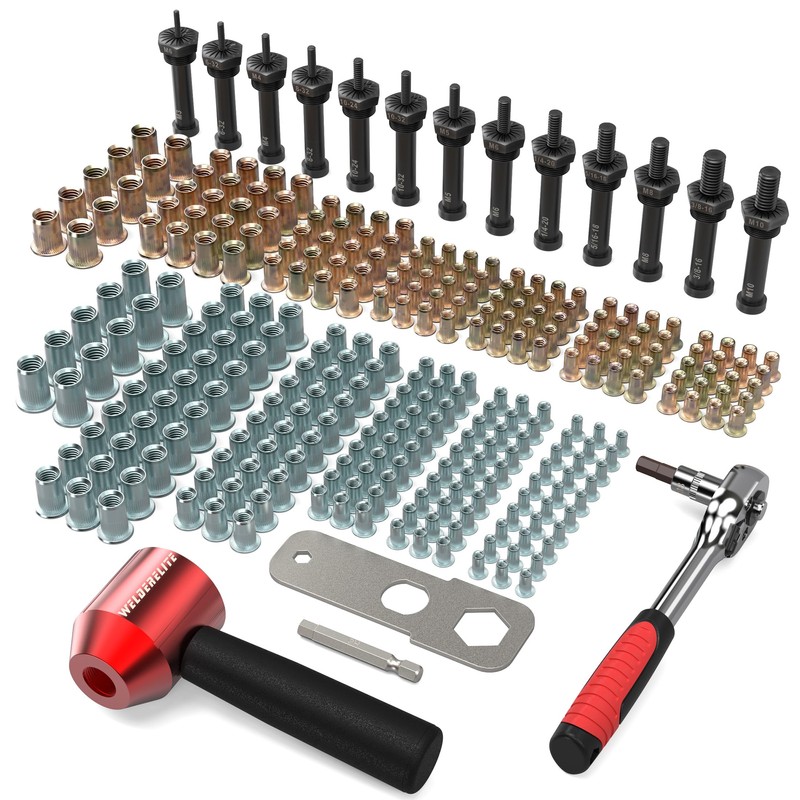 WelderElite Rivet Nut Drill Adaptor Tool Kit Contains 290 Rivet