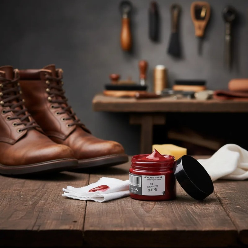 Balsamo Crema Pintura Resanadora De Piel Cuero Rojo Obscuro