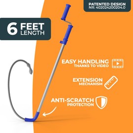 Meisterfaktur toilet snake [6 feet] - toilet auger for heavy toilet blockages - No damage thanks to silicone protection - the closet auger for real DIYs! (6 FEET)