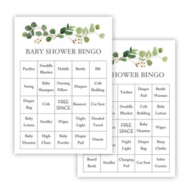 Greenery Eucalyptus Baby Shower Bingo Cards - Prefilled - Set of 24
