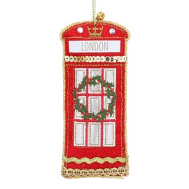 Gisela Graham Luxury Telephone Box Fabric Christmas Tree Decoration
