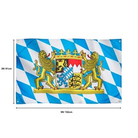 Runesol Bavarian Flag for Balcony, 91 x 152 cm, Oktoberfest Flag, Bavarian State Flag with 4 Eyelets, Munich, Diamond Flag, Premium Flags for Indoor and Outdoor Use, Vibrant Colours