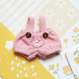 Colorful Overalls with Patches, 3.9 inches (10 cm), Sewing Clothes, Pink Kigurumi, Accessories, Putting Seeking Geek Seeking Doll, Mascot, Kpopdoll Costume