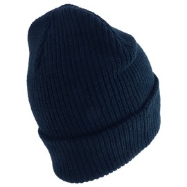 Trendy Apparel Shop Gorro largo de gran tamaño con puño acanalado liso, Azul Marino, XX-Large