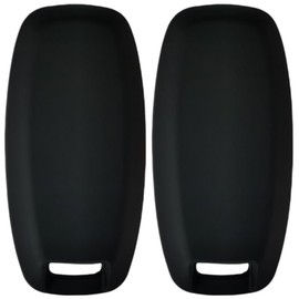 waymei Silicone Key Fob Cover Remote Keyless Case Protector Compatible with Nissan Pathfinder Rogue 2023 2024 - 4 Buttons Car Trunk (Black with White)