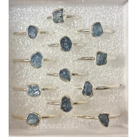 Natural Creations Sterling silver stackable ring size 10 aquamarine