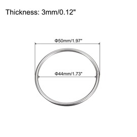 sourcing map Pack of 12 O Rings Stainless Steel 304 Metal Rings, 50 mm Outer Diameter, 3 mm Thick Welded O-Ring for Fastening Screws Hooks Camping Belt Dog Leads Bags Paracord Accessories, silver