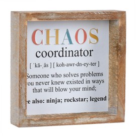 FESTWIND Office Gifts, Wooden Decorative Sign for Tabletop Shelf Mantel Home Office, Chaos Coordinator Gifts For Women, Funny Christmas Gifts For Boss Office Coworkers, Office Decor for Desk