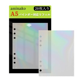 aninako Sticker Book Refill Sticker Sheet 20-Piece A5 6-Hole Clear Pocket File Trading Card File Peel Paper Transparent Heart Sticker Book Refill Removable Binder Business Card Poster Bank Card Photo