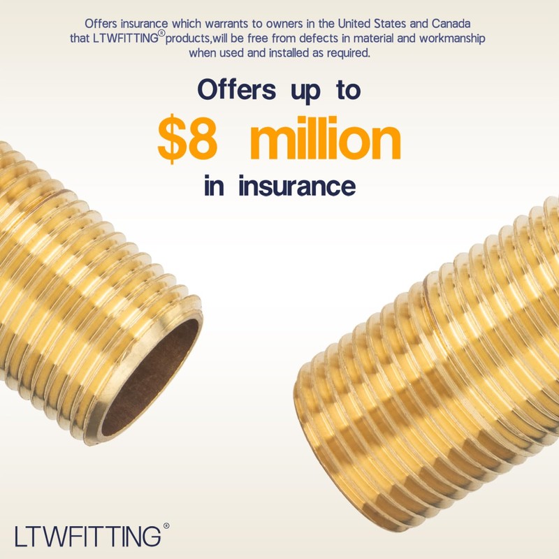 LTWFITTING Brass Pipe 1-1/2" Long Nipple Fitting 1/2 Male NPT