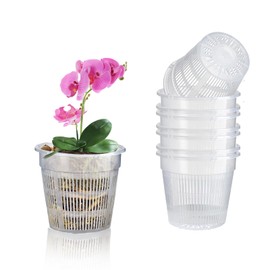 HOUSEASSIST Orchid Pot, 8 Pack Orchid Pots with Holes, 4.3" Clear Orchid Pots for Repotting, Breathable Slotted Orchids Planter