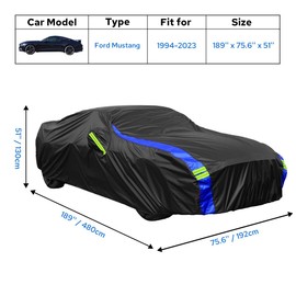 Avecrew for Ford Mustang Car Cover Waterproof All Weather for Automobiles, Outdoor Full Exterior Covers Fit Sedan Ford Mustang with Windproof Strap