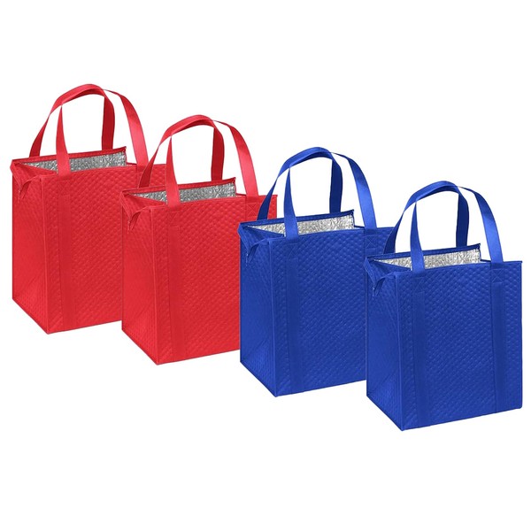 Large Insulated Shopping Bag, 4 Pack - Strong Reusable Insulated