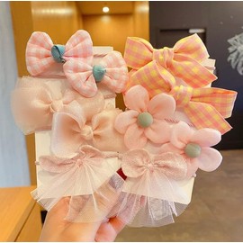 VOKLLIYU Children's Hair Elastics, Set of 10, Stylish, Cute, Colorful Flowers, Ribbon, Bowknot, Kids, Painless, Hair Elastic, Infants, Girls, Hair Accessories, Hair Clips, Hair Ornaments, Girls, Kids