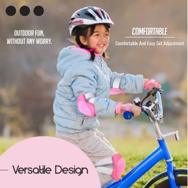 banana bike Rollerblade Pads for Older Kids - Knee Pads, Elbow Pads, Wrist Guards - Knee Pads for Older Kids - Protective Gear for Outdoor Extreme Sports Activities (Pink)