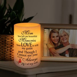 HN HAIINAA Flameless Memorial Candle, Real Wax LED Light with Timer Sympathy Gift Bereavement Gifts for Loss of Mother Memorial Gifts for Loss of Loved One Remembrance Gifts (6" x 4")