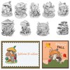 Threetols Mushroom Clear Stamps for Card Making, Autumn Leaves Clear