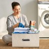 HONGKERNE Storage Box Bin, Linen Fabric, Foldable Storage Organizer with