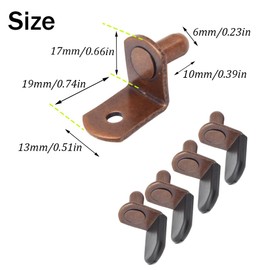 Yosawa 30 Pcs Shelf Support Pegs，L-Shaped Glass Supports，Shelf Bracket Pegs with Hole，Furniture Shelf Bracket with Rubber Sleeve（Red Bronze/L）