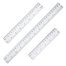 3pcs Ruler 15cm 20cm 30cm, Plastic Clear Shatterproof Rulers for School