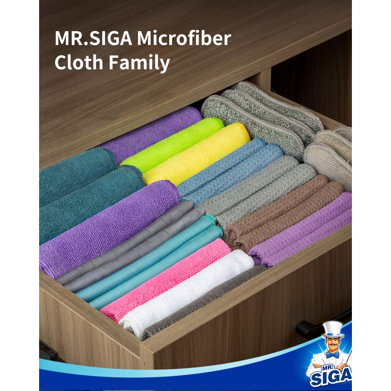 MR.SIGA Waffle Weave Cleaning Cloths, Ultra Absorbent and Lint Free,