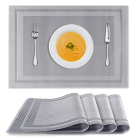 Manteles Individuales para Mesa, 4 Piezas Individuales para Mesa PVC, Resistente al Calor, Tapetes para Mesa de Comedor Antideslizante Lavables para Hogar, Restaurante, Cocina, Hotel, Cafetería