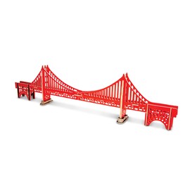 Puzzled 3D Puzzle Colorful Golden Gate Bridge Wood Craft Construction Kit Fun, Unique & Educational DIY Wooden Toy Assemble Model Pre-Colored Crafting Hobby Puzzle to Build & Decoration 37 Pieces Pack
