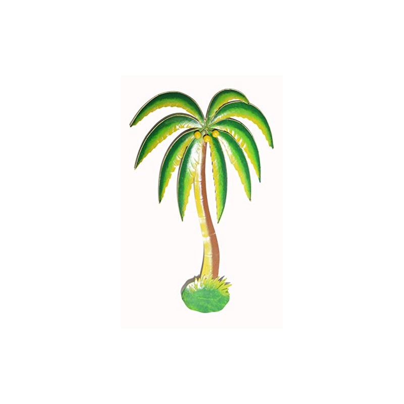 WorldBazzar Beautiful 19" Metal Palm Tree with Coconuts Tropical Island