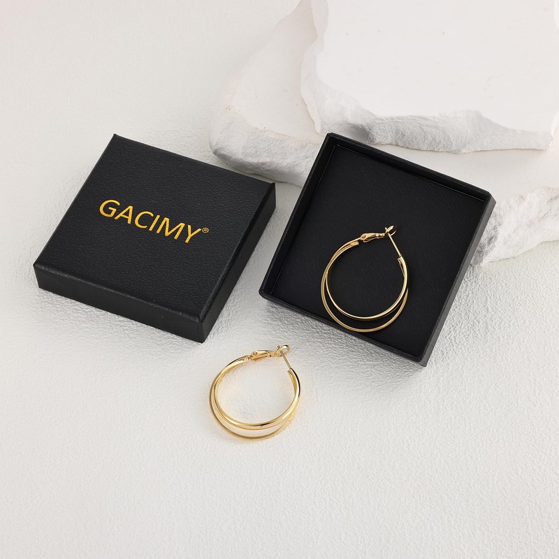Gacimy 14K Gold Plated Criss Cross Hoop Earrings for Women,