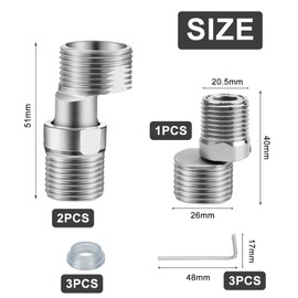 360 Degree Adjustable Angled Bent Foot, Shower Fitting Adapter Adjustable Length, Angled Curved Base Stainless Steel, S Connection for Kitchens and Bathrooms