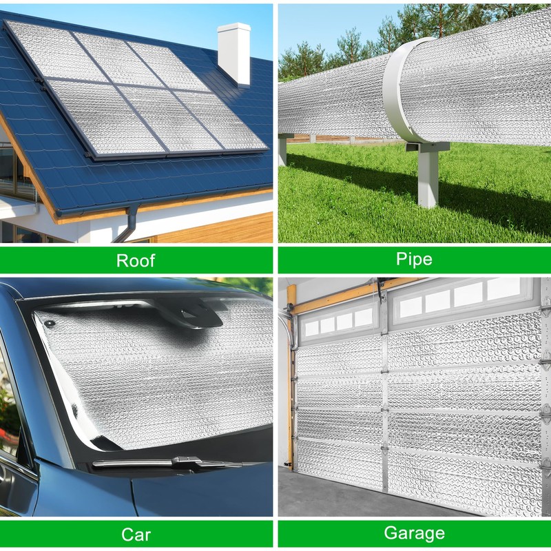 8P Garage Door Insulation Panels Kit 0.24"T Double Bubble Reflective